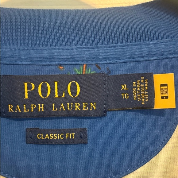 Polo Ralph Lauren Mens XL ALL-OVER FLAMINGO AOP Cotton Short Sleeve Polo Blue - Picture 6 of 8